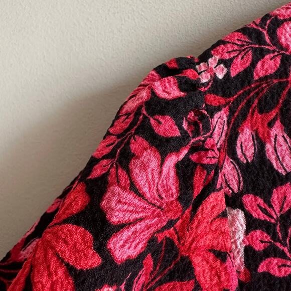 Draper James Allover Floral Print Long Sleeve Square Neck Top Red XL - Picture 6 of 13